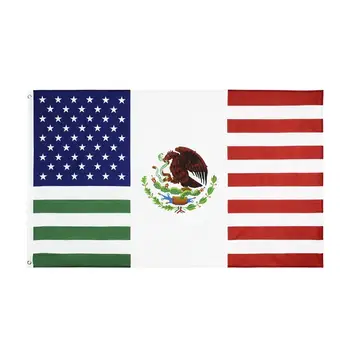 Sandėlyje 3x5ft JAV Meksika Draugystės Tradicinės Vėliavos Amerikos Meksikos Derinys Vėliavos Banner vidaus Lauko