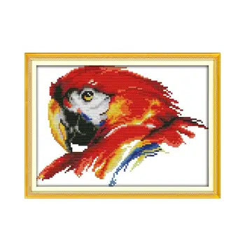 Scarlet macaw (2) kryželiu rinkinys animacinių filmų 11ct skaičius drobės siūlių siuvinėjimui 