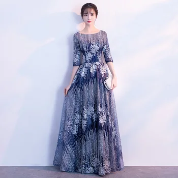 Seksualus Plonas O-Kaklo Blizgančiais vakarinę suknelę Pagerėjo Cheongsam Kinų stiliaus vakarinę Suknelę Vestidos Dydis S-3XL