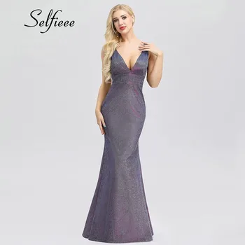 Seksualus Sparkle Moterų Suknelės, Mermaid V-Kaklo, Rankovių Elegantiškas Vasaros Suknelės Mados Bodycon Maxi Suknelės Vestidos De Verano 2020 M.