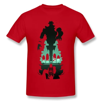 Shadow of the Colossus Marškinėliai Raudoni Marškinėliai Shadow Of The Colossus - Malus Siluetas Vyrų Mados Trumpas Rankovės