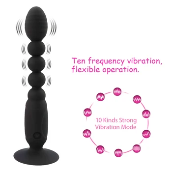 Silikoninė USB Įkrovimo Analinis Granulės Butt Plug Vibratorius, Sekso žaisliukai Vyrams Ilgai Išangę Vibratorius Analiniai Kištukai Suaugusiųjų Produkto Gėjų