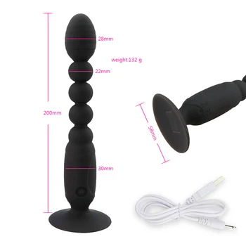 Silikoninė USB Įkrovimo Analinis Granulės Butt Plug Vibratorius, Sekso žaisliukai Vyrams Ilgai Išangę Vibratorius Analiniai Kištukai Suaugusiųjų Produkto Gėjų