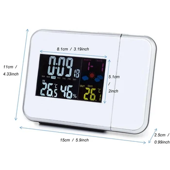Skaitmeninis Temperatūros Termometras Belaidė Oro Stotis Drėgmės Matuoklis Drėgmėmačiu Stalas Stalas Projection Alarm Clock Projektorius