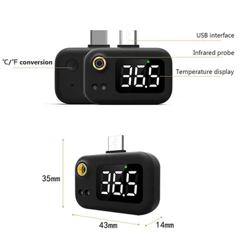 Smart Termometru Matuoti temperatūrą LED skaitmeninis termometras Mini infraraudonųjų spindulių termometras Telefono nekontaktinėmis infraraudonųjų spindulių termometras