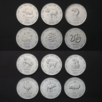 Somalio 10 Šilingai Kinų Zodiako monetų Rinkinys 12pcs Rinkti monetas, Ne valiutos Monetų