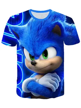 Sonic the Hedgehog t-shirt Vasaros marškinėliai Animacinių filmų Marškinėliai Atsitiktinis Berniukų Drabužiai 3D Atspausdintas Vaikiški Drabužiai, Vaikų Viršūnes 4-14 Metų