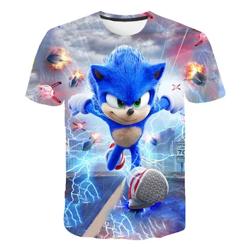 Sonic the Hedgehog t-shirt Vasaros marškinėliai Animacinių filmų Marškinėliai Atsitiktinis Berniukų Drabužiai 3D Atspausdintas Vaikiški Drabužiai, Vaikų Viršūnes 4-14 Metų