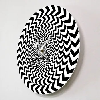 Spiralės Geometrinis Optinė iliuzija Modernus Sieninis Laikrodis Hipnotizuojantis Juoda Ir Balta 3D Vision Sieninis Laikrodis Silent Valyti Abstrakčiai Sienos Menas