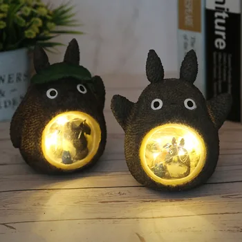 Spirited Away Totoro Duomenys Modelis Žaislas LED Nakties Šviesos Animacinių filmų Stalo Lempos, Miegamojo, Naktiniai staleliai, Lempa Namų Dervos Dekoro Vaikams, Žaislų, Dovanų