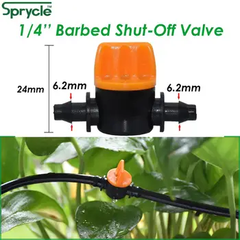 SPRYCLE 200PCS 4/7mm Žarna Barb Mini Vožtuvas Sodo Laistymui Vandens Srauto Kontrolės Išjungimo 1/4 Colių Lašelinė Drėkinimo Laistyti Gėlių