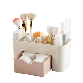 Stalas Įvairenybės Kosmetikos Talpykla Plastiko Makiažas Organizatorius Daugiafunkcinis sudaro Šepetys Laikymo Dėžutė Su Stalčiumi Naujas