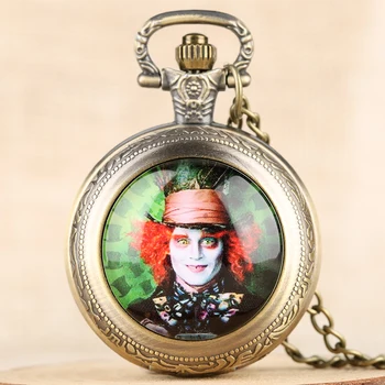Steampunk Vyrų Juoda Retro Kvarco Kišenėje Žiūrėti Romėniškais Skaitmenimis Antikvariniai Kišeniniai Laikrodžiai, Laikrodis Pakabukas Alice in Wonderland
