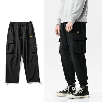 Streetwear Atsitiktinis Poilsiu Vyrų Pusėje-kišenė Mens Krovinių Kelnės Mados Slim Sweatpants Haremo Kelnės Kulkšnies ilgis Vyrų Kelnės