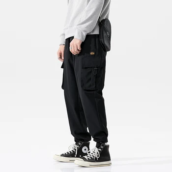 Streetwear Atsitiktinis Poilsiu Vyrų Pusėje-kišenė Mens Krovinių Kelnės Mados Slim Sweatpants Haremo Kelnės Kulkšnies ilgis Vyrų Kelnės