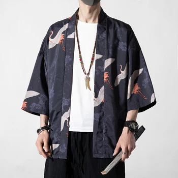 Streetwear Vyrų Vasaros Kimono Striukės 2021 Spausdinti Derliaus Vyras Cardigan Paltai Plius Dydis Plona Vyriška Striukė Drabužius Dropshipping