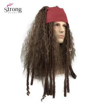 StrongBeauty Piratų Perukas Cosplay Jack Sparrow Kapitonas Perukai ir pilna Priedai Sintetinių Plaukų