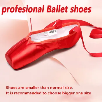 Suaugusiųjų pointe šokių bateliai su kaspinu merginos dėmių viršutinės šokių batų raudona moteris Ballerina Butas šokių bateliai moterims su kojų pagalvėlės