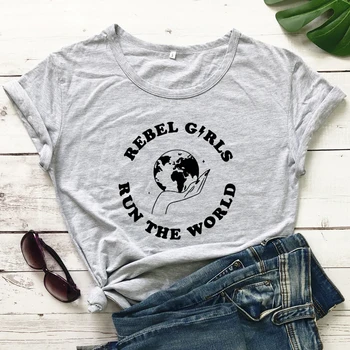 Sukilėlių Merginos valdo Pasaulį, T-marškinėliai, Mados Mergina Galia Grafinis Tee Marškinėliai Viršuje Atsitiktinis Moterų trumpomis Rankovėmis Feminizmo Marškinėlius Camiseta