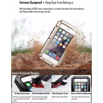 Sunkiųjų Apsaugos Doom Metalo šarvai Aliumininiai telefono dėklas skirtas iPhone 6 6S 7 8 Plius XR XS Max 5 5S SE Dulkėms atsparus smūgiams Dangtis
