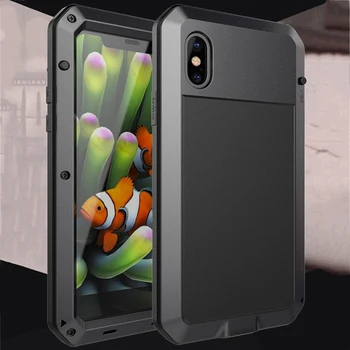 Sunkiųjų Apsaugos Doom Metalo šarvai Aliumininiai telefono dėklas skirtas iPhone 6 6S 7 8 Plius XR XS Max 5 5S SE Dulkėms atsparus smūgiams Dangtis