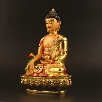 Super Didelis 21cm paauksuoti Spalvos Tibeto Tranic Tris Branginama Vaistininkui/Medicinos Budos Statula Statulėlės Išleisti Apdaila