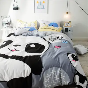 Svetanya Panda Bear Medvilnės Lovos Užvalkalai Animacinių filmų Patalynės Komplektai (Užvalkalas butą ar įrengtas Lapas Antklodė Padengti) Double Queen Dvyniai