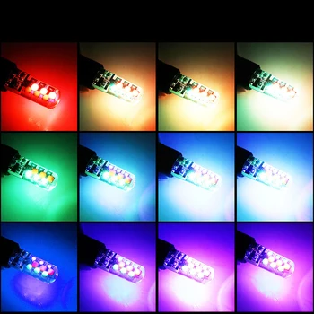 T10 W5W RGB LED Nuotolinio 12V 5050 SMD signalinė Lempa Skaitymui Pleišto Lengvojo Automobilio Salono Dekoratyvinis Lengvųjų Automobilių Stilius Patvirtinimo Žibintai