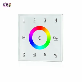 T11,T12,T13,T14 4 Zona Vienos spalvos Dual spalva RGB RGBW Sienos Montuojamas Touch Panel DMX Valdytojas 100-240VAC DMX512, RF 2.4 GHz
