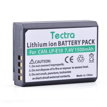 Tectra 3pcs 1500mAh LP-E10 LPE10 Bateriją Canon EOS Rebel T3, T5, T6 Kiss Kiss X50 X70 EOS 1100D EOS 1200D
