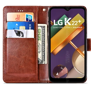 Telefono Dangtelis LG K22 Plus Atveju Apversti PU Odos Piniginės 