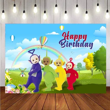 Teletubbies Fotografijos Fonas Vaikams Happy Birthday Party Baby Shower Nuotrauka Fone Dekoras Reklama Studija Prop