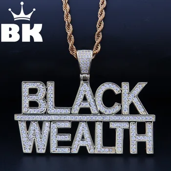 THE BLING KING Custom Black Turto Karoliai Hip-Hop Visą Lediniame Iš Kubinis Cirkonis aukso skiedra CZ Stone