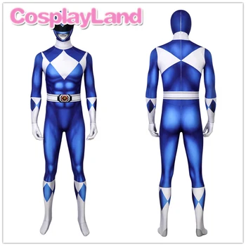 Tricera Blue Ranger Kostiumas Helovyno Cosplay Superhero Zentai Išgalvotas Suaugusių Vyrų, Mėlyna Jumpsuit, Pilnas Komplektas su Kauke