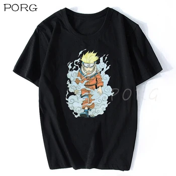 Triukšmingoje Ninja Naruto Uzumaki Medvilnės Vyrų Kietas Japonijos Anime Otaku T-shirt Estetinės Harajuku Streetwear Camisetas Hombre Marškinėliai Vyrams