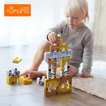 TUMAMA Blokai Montessori Žaislai, vaikų ir Tėvų Krovimas Didelis Žaidimas Balansas Blokai vaikams