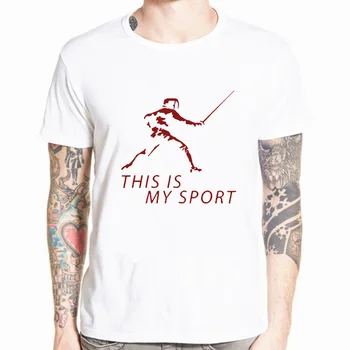 Unisex Vyrų Marškinėliai Trumpomis Rankovėmis O Kaklo T-Shirt Vyrai Fencer Aptvarai Suaugusiųjų Drabužiai Viršūnės
