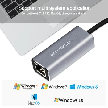 USB Ethernet Adapter USB 3.0 Tinklo Kortelę, RJ45 10/100/1000M Lan Windows 10 Xiaomi Mi Box 3 Nintend Jungiklis Ethernet USB