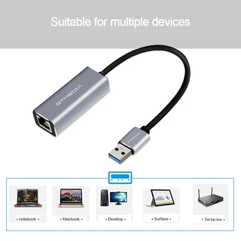 USB Ethernet Adapter USB 3.0 Tinklo Kortelę, RJ45 10/100/1000M Lan Windows 10 Xiaomi Mi Box 3 Nintend Jungiklis Ethernet USB