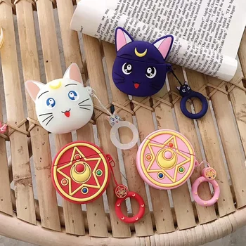 Už AirPods Atvejais Sailor Moon Šviesos Katė Luna Bluetooth 
