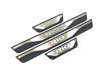 Už KIA RIO-2019 2020 m. ES RIO X-Line Durų Slenksčio Nusitrinti Plokštės Apdaila Nerūdijančio Plieno Sveiki Pedalo Guard Automobilių Optikos Reikmenys