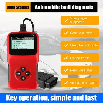 V309 OBD2 OBDII EOBD Skeneris Kodas Skaitytojas Duomenų Testeris Auto Scan Diagnostikos Įrankis praktiškas nešiojamas prietaisas