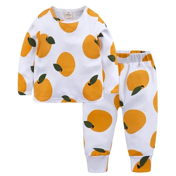 Vaikai Berniukas Rudenį Pižamos Vaikams Vaisių Pižamos Animacinių filmų Obuoliai Orange Boy Pižama Vaikui Sleepwear naktiniai drabužiai MCC036