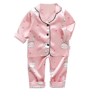 Vaikų Pižama Komplektas Baby Berniukas ir Mergaitė Drabužius Atsitiktinis ilgomis Rankovėmis Sleepwear Nustatyti Vaikai Viršūnes+Kelnės Bamblys Drabužių Rinkiniai