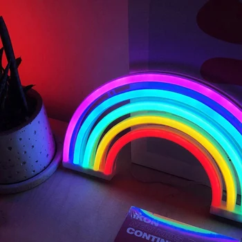Vaivorykštės Forma Neon LED Nakties Šviesos USB/Baterija Miegamojo Puošimas Lempos