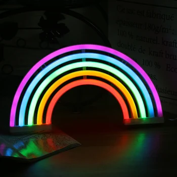 Vaivorykštės Forma Neon LED Nakties Šviesos USB/Baterija Miegamojo Puošimas Lempos