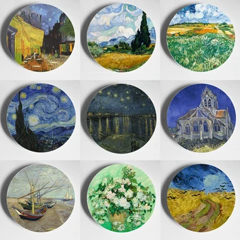 Van Gogh Aliejaus Tapybai Plokštės Dekoratyvinės Plokštės Kabinti Plokštė, Sienos Plokštė Europos Dekoro Porceliano Keramikos Plokštės Plokštės Apdaila