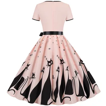 Vasaros Suknelė Elegantiška Vintage Suknelės, Šaliai, Skraistės Midi Vestidos 2020 Moterų Trumpomis Rankovėmis Aikštėje Apykaklės Gėlių Spausdinti Femme Plius Dydis