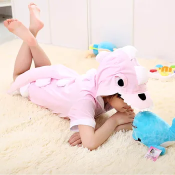 Vasaros vaikų dinozaurų gyvūnų pižama animacinių filmų jumpsuit berniukas mergaitė cute ponis pižamos Vaikams trumpą rankovėmis hoodie animacinių filmų pijamas