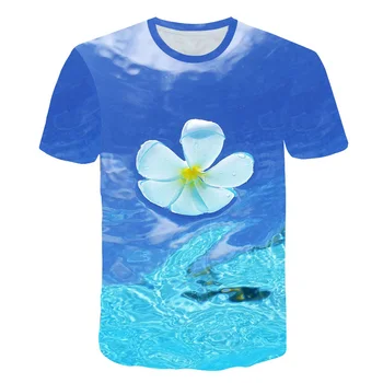 Vasarą skatinimo prekės ženklo greitai-džiovinimo atsitiktinis trumparankoviai O-kaklo trumparankoviai vandens lašas 3D spausdinimo moterų ir vyrų T-shirt